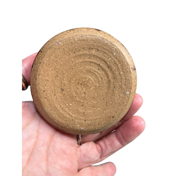 VTG Red Stoneware Vase With Textured Geometric Design Plaid Orange Handmade - Picture 6 of 8